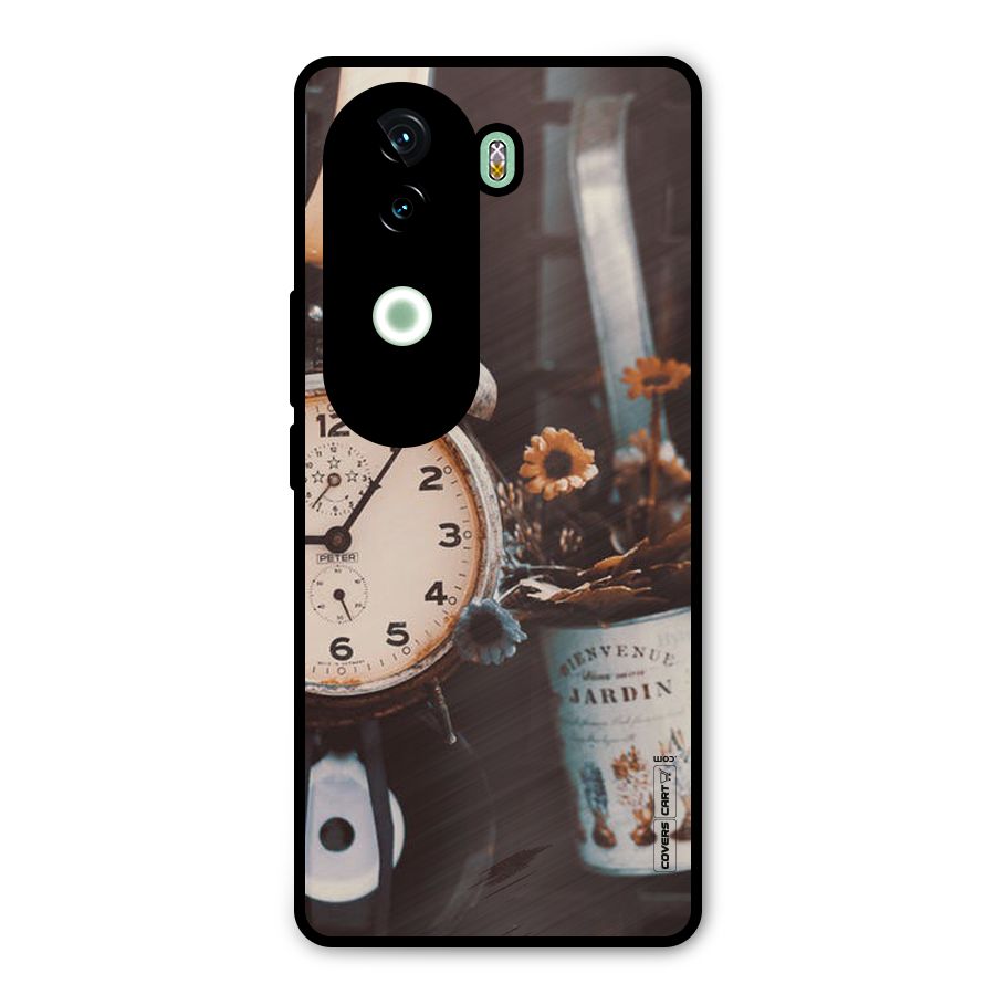 Clock And Flowers Metal Back Case for iQOO Z9s