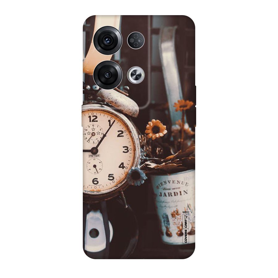 Clock And Flowers Original Polycarbonate Back Case for Oppo Reno8 Pro 5G