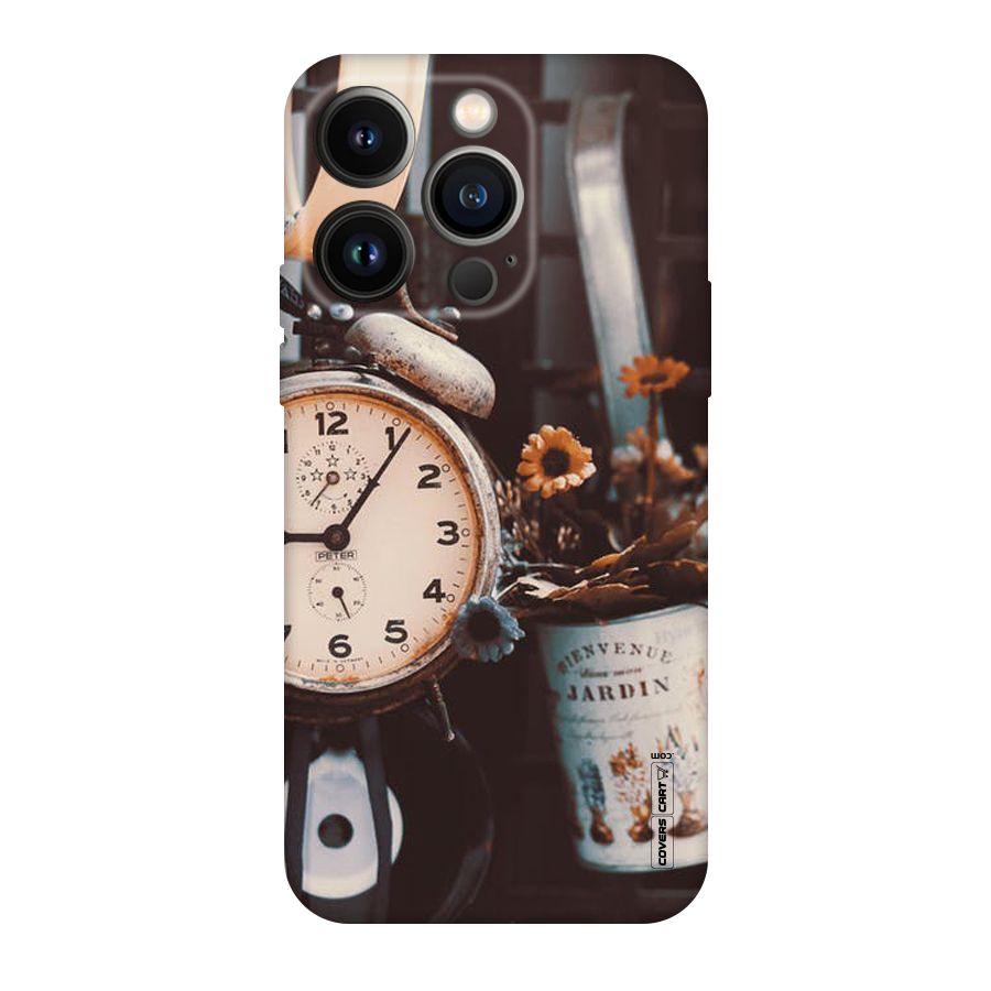 Clock And Flowers Original Polycarbonate Back Case for iPhone 14 Pro