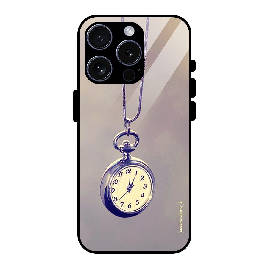 Clock Locket Glass Back Case for iPhone 15 Pro