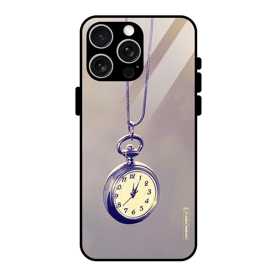 Clock Locket Glass Back Case for iPhone 15 Pro Max
