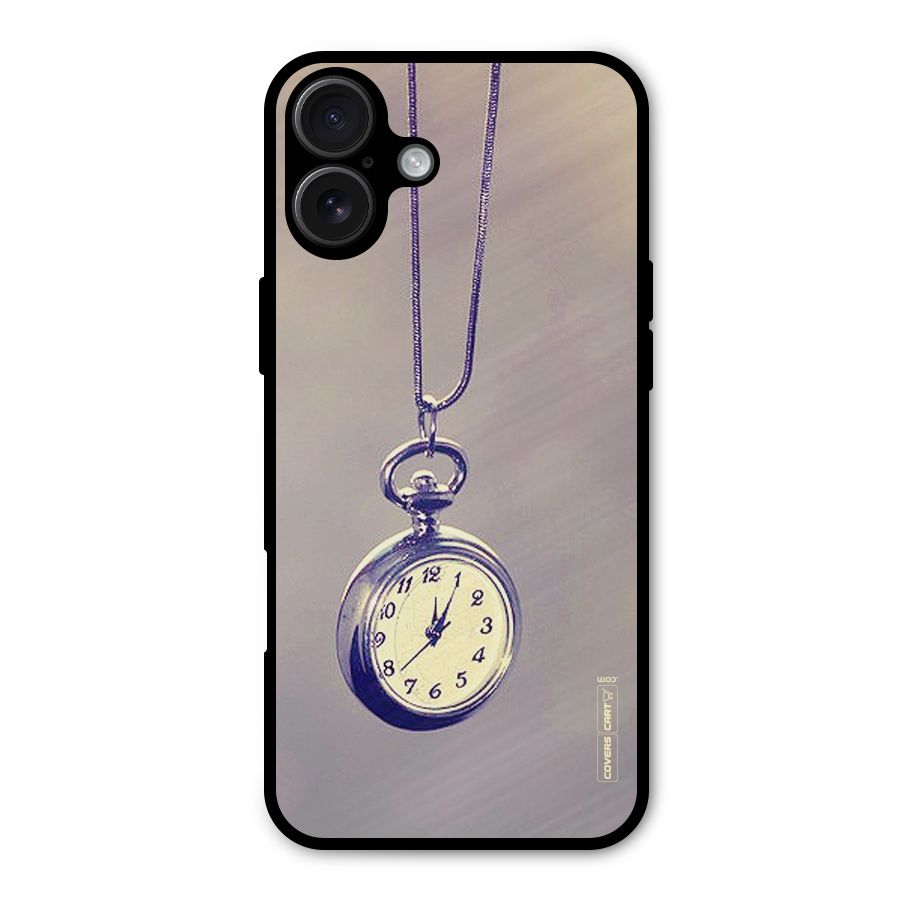 Clock Locket Metal Back Case for iPhone 16 Plus