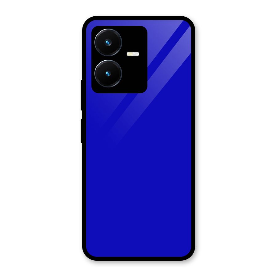 Cobalt Blue Glass Back Case for Vivo Y22s