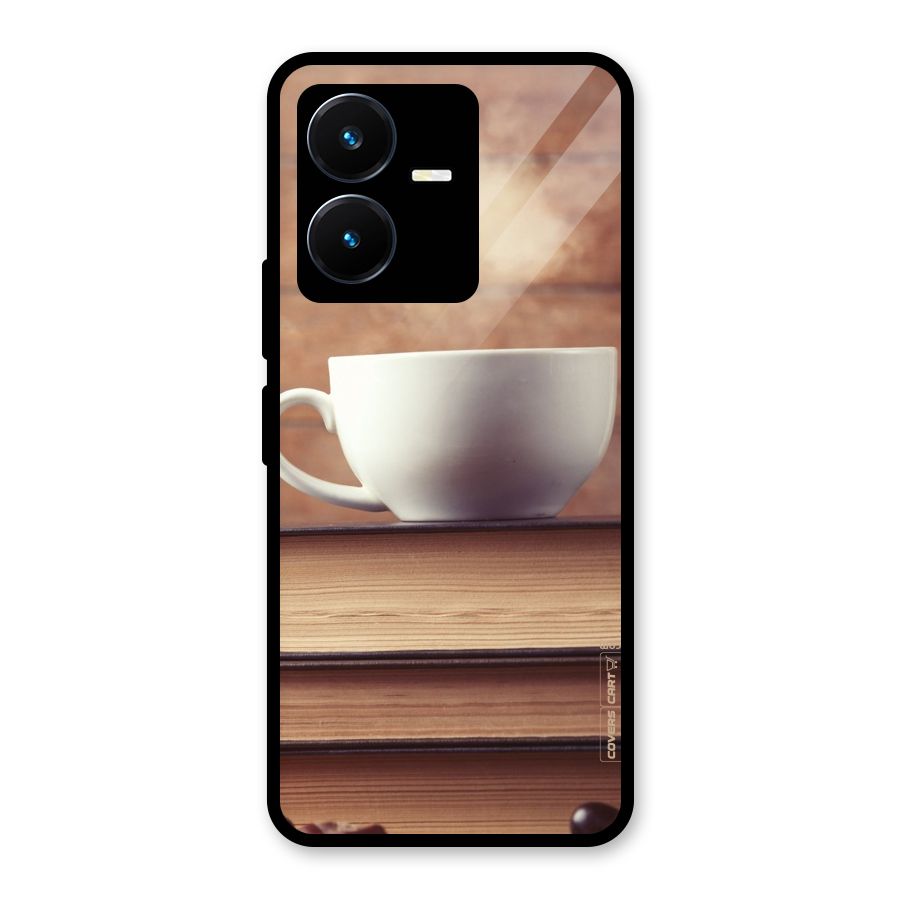 Coffee And Bookworm Glass Back Case for Vivo Y22s