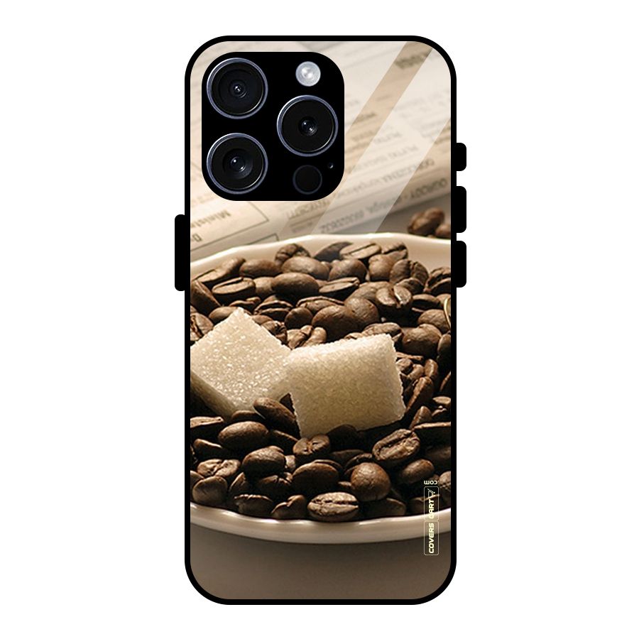 Coffee And Sugar Cubes Glass Back Case for iPhone 15 Pro