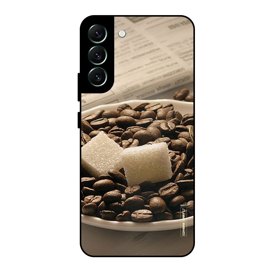 Coffee And Sugar Cubes Metal Back Case for Galaxy S22 Plus 5G