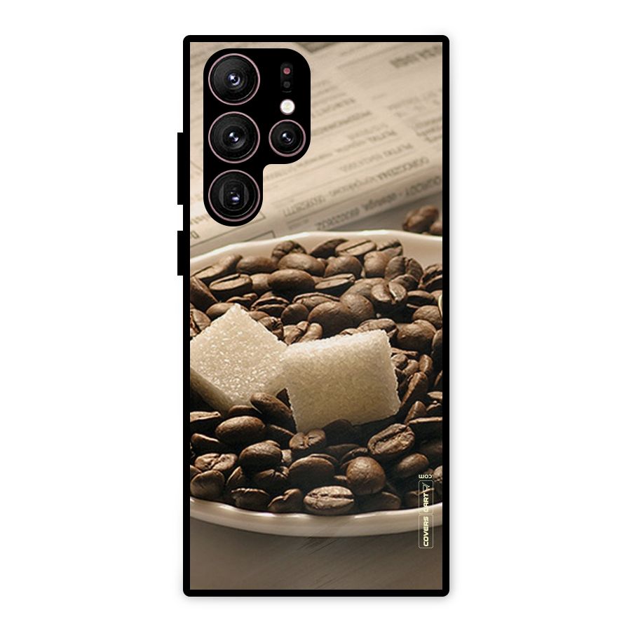Coffee And Sugar Cubes Metal Back Case for Galaxy S22 Ultra 5G