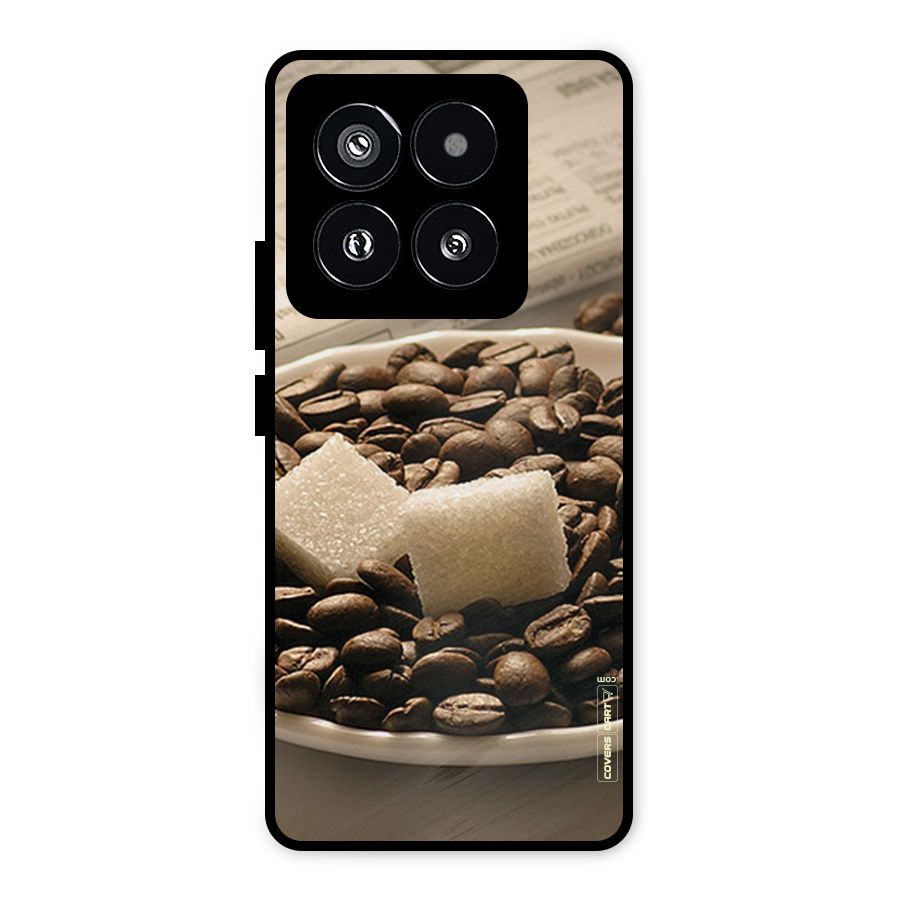 Coffee And Sugar Cubes Metal Back Case for Xiaomi 14 Pro
