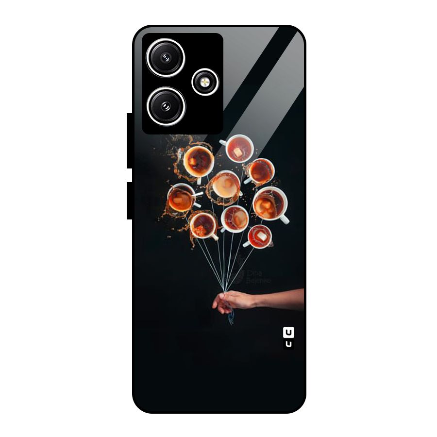 Coffee Balloon Glass Back Case for Redmi 12 5G