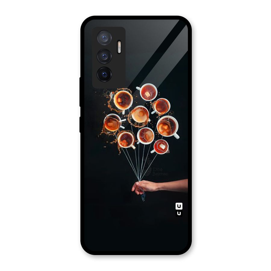 Coffee Balloon Glass Back Case for Vivo V23e