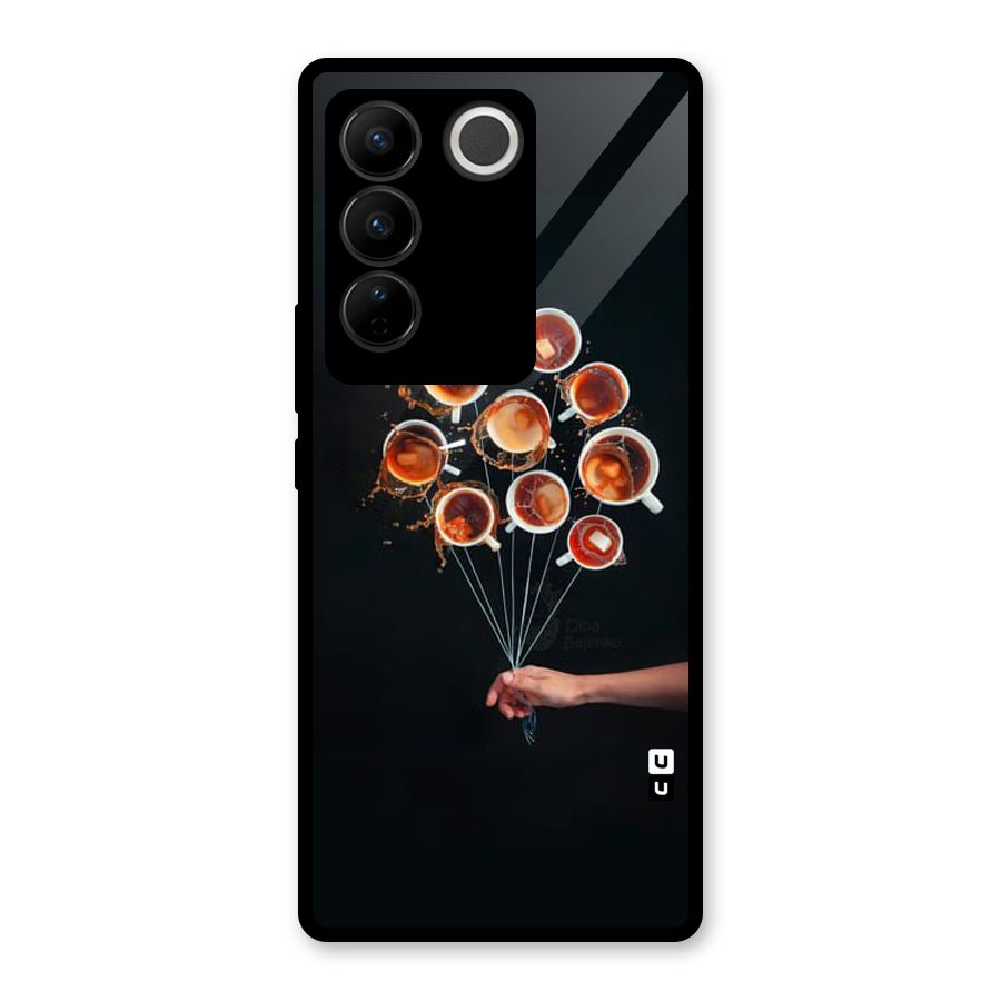 Coffee Balloon Glass Back Case for Vivo V27