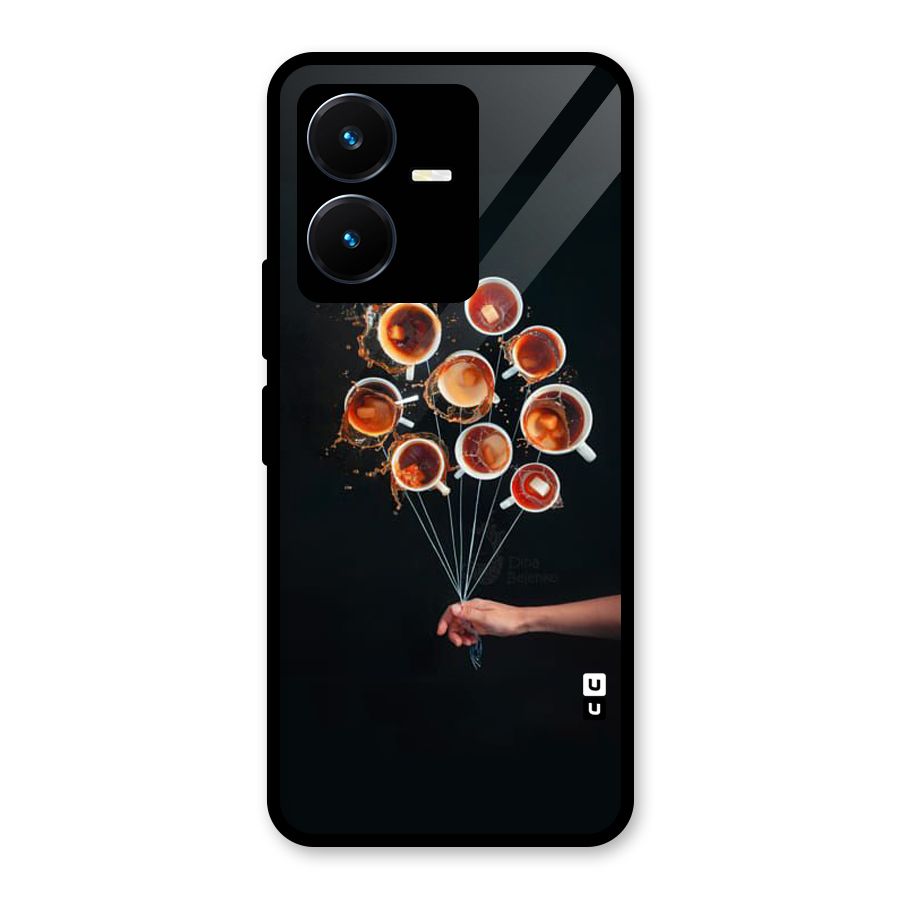 Coffee Balloon Glass Back Case for Vivo Y22s