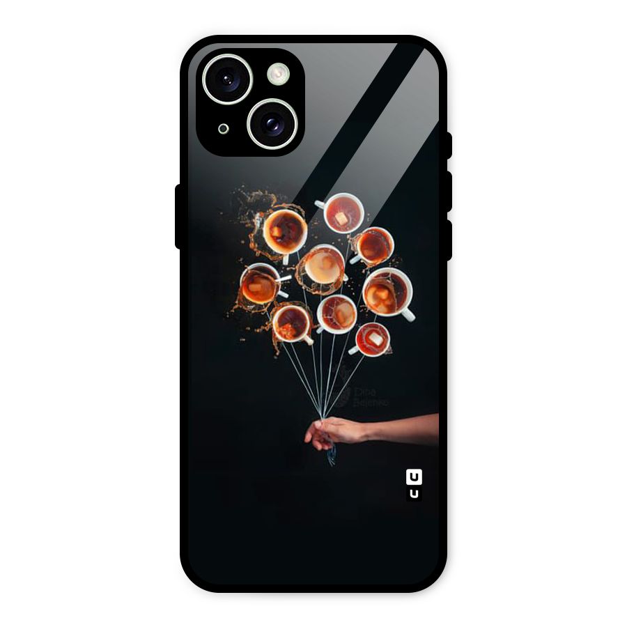 Coffee Balloon Glass Back Case for iPhone 15 Plus