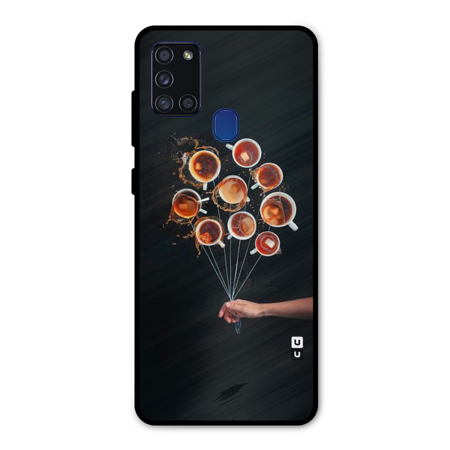 Coffee Balloon Metal Back Case for Galaxy A21s