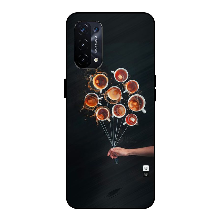 Coffee Balloon Metal Back Case for Oppo A74 5G