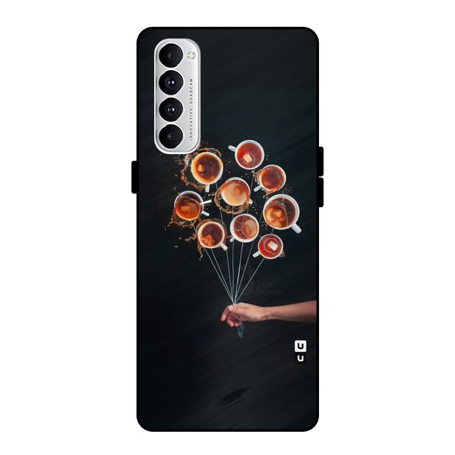 Coffee Balloon Metal Back Case for Oppo Reno4 Pro
