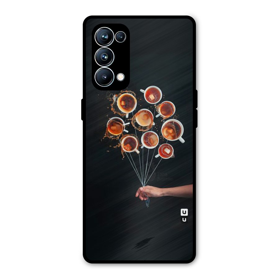 Coffee Balloon Metal Back Case for Oppo Reno5 Pro 5G