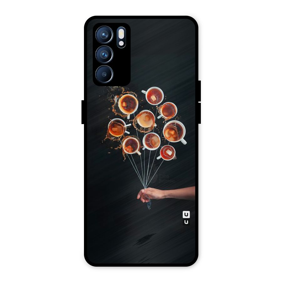 Coffee Balloon Metal Back Case for Oppo Reno6 5G