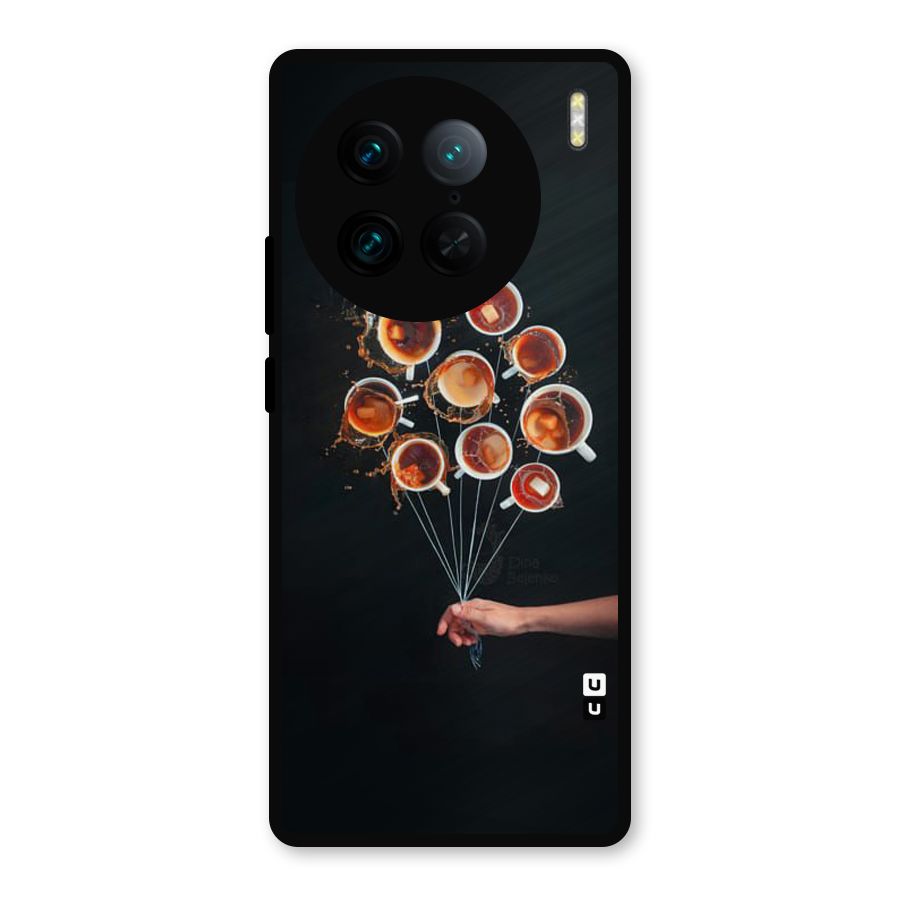 Coffee Balloon Metal Back Case for Vivo X90 Pro