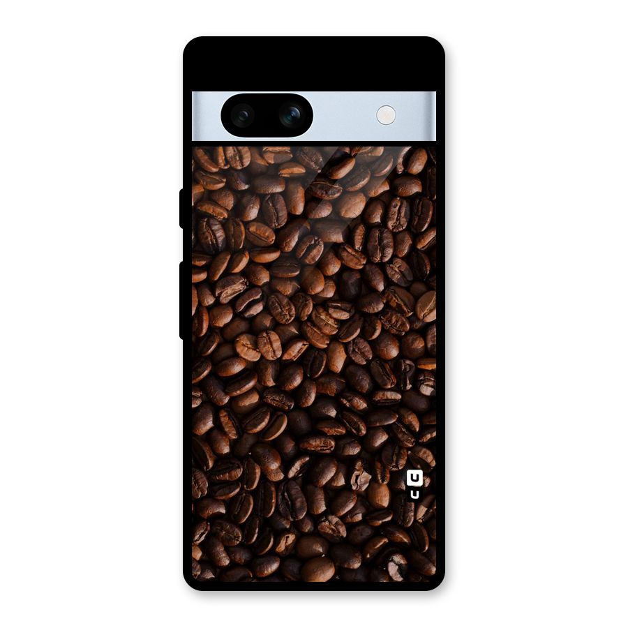 Coffee Beans Scattered Glass Back Case for Google Pixel 7a