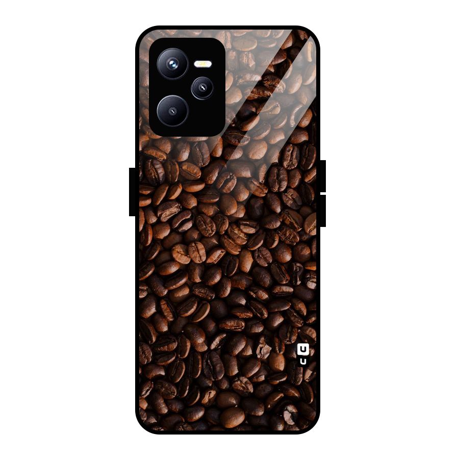 Coffee Beans Scattered Glass Back Case for Realme C35