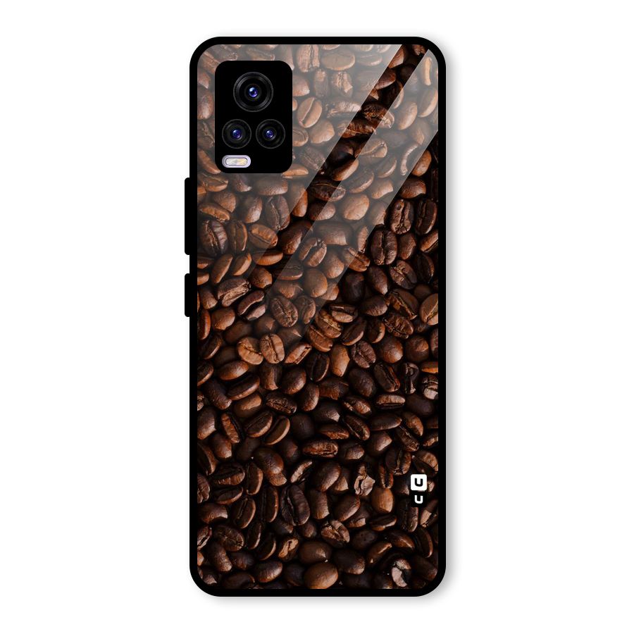 Coffee Beans Scattered Glass Back Case for Vivo V20 2021