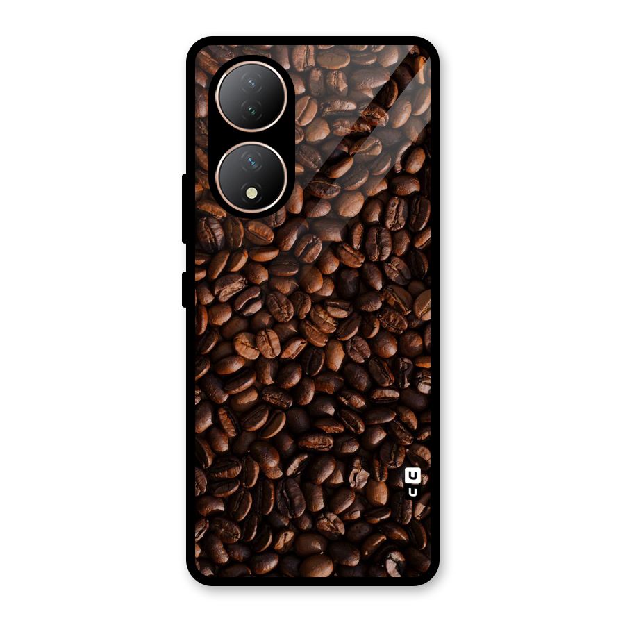 Coffee Beans Scattered Glass Back Case for Vivo Y100A