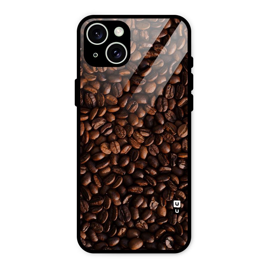Coffee Beans Scattered Glass Back Case for iPhone 15 Plus