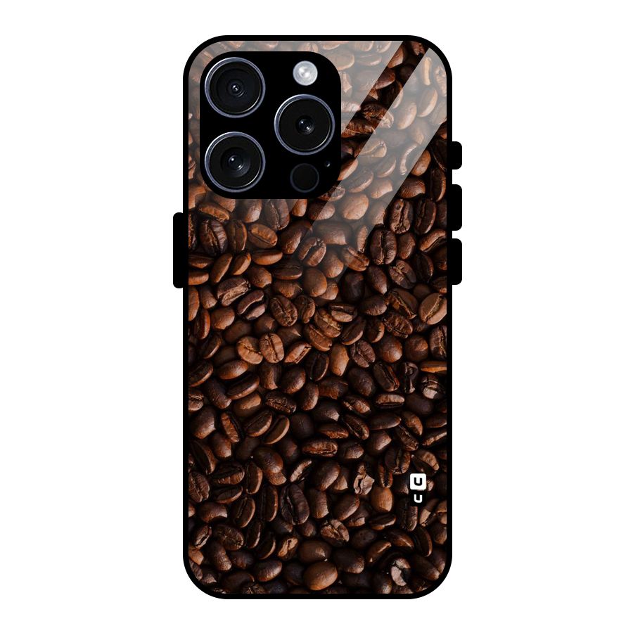Coffee Beans Scattered Glass Back Case for iPhone 15 Pro
