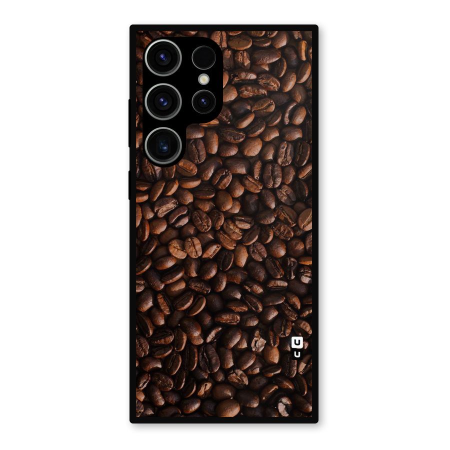Coffee Beans Scattered Metal Back Case for Galaxy S23 Ultra