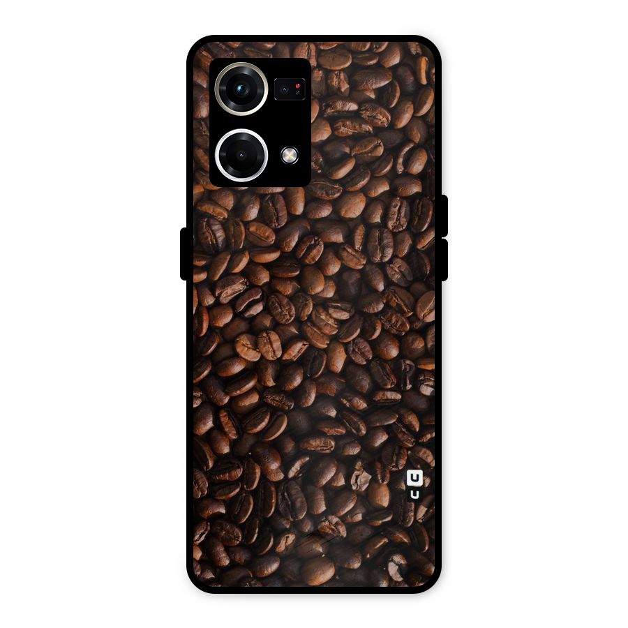 Coffee Beans Scattered Metal Back Case for Oppo F21 Pro 4G