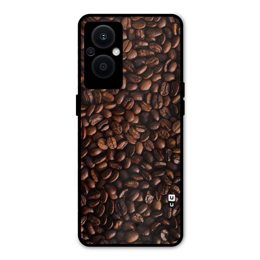 Coffee Beans Scattered Metal Back Case for Oppo F21 Pro 5G
