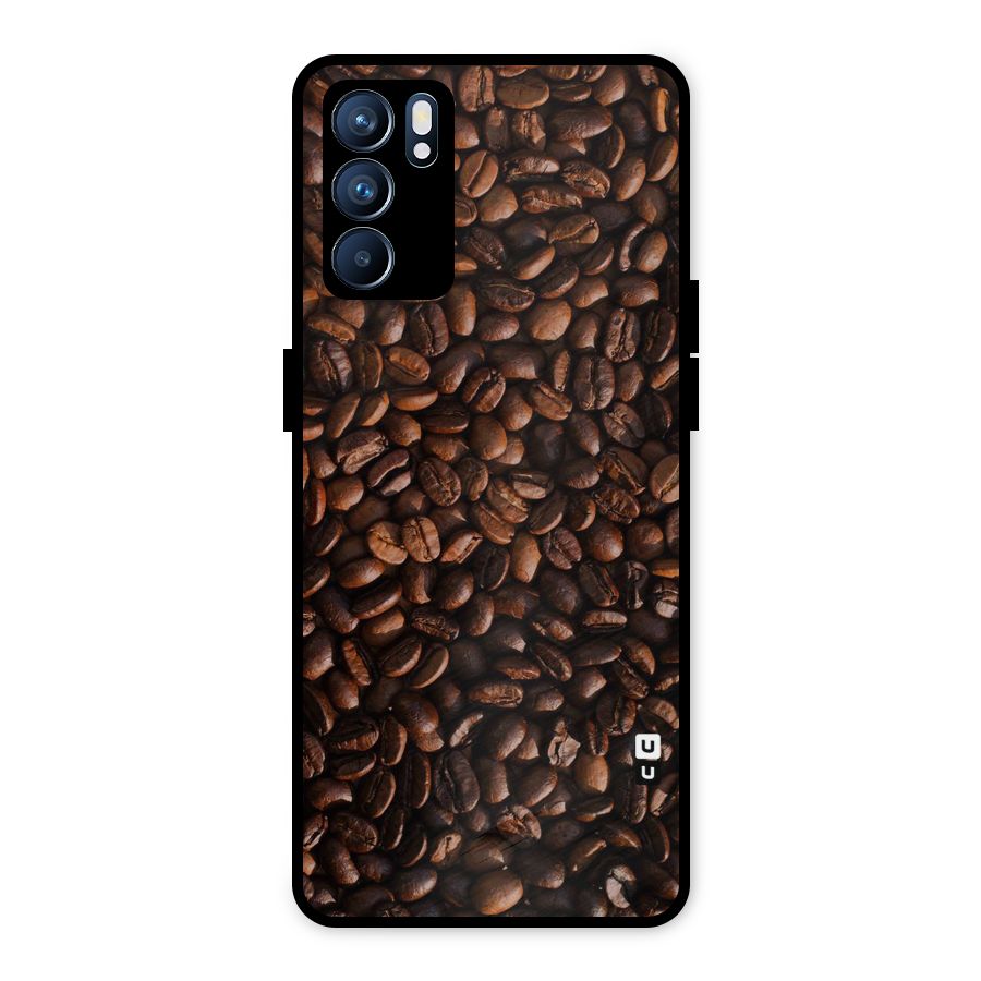 Coffee Beans Scattered Metal Back Case for Oppo Reno6 5G