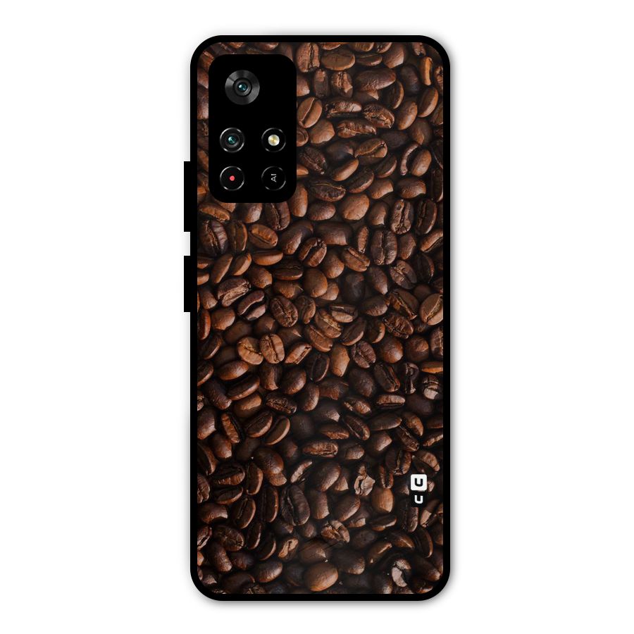 Coffee Beans Scattered Metal Back Case for Poco M4 Pro 5G