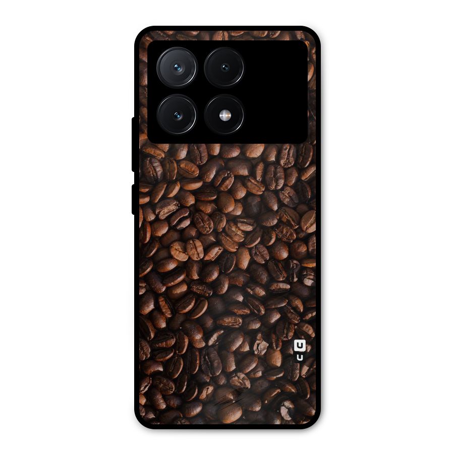 Coffee Beans Scattered Metal Back Case for Poco X6 Pro