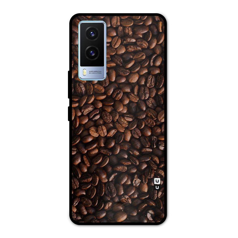 Coffee Beans Scattered Metal Back Case for Vivo V21e 5G