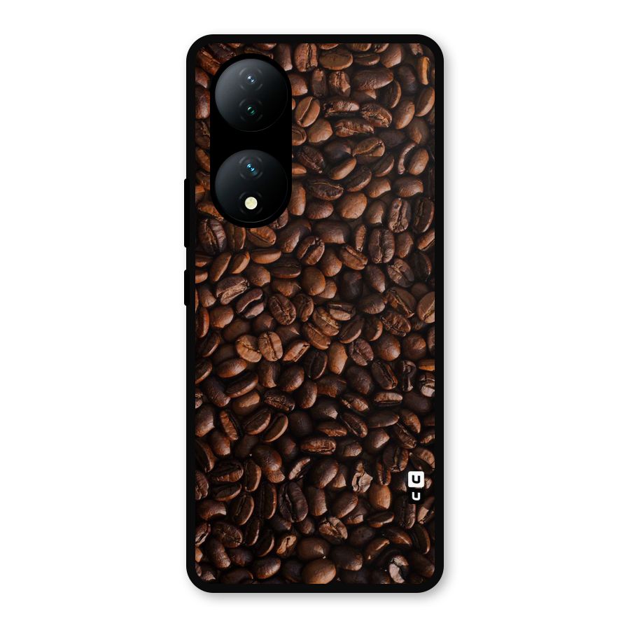 Coffee Beans Scattered Metal Back Case for Vivo Y100a