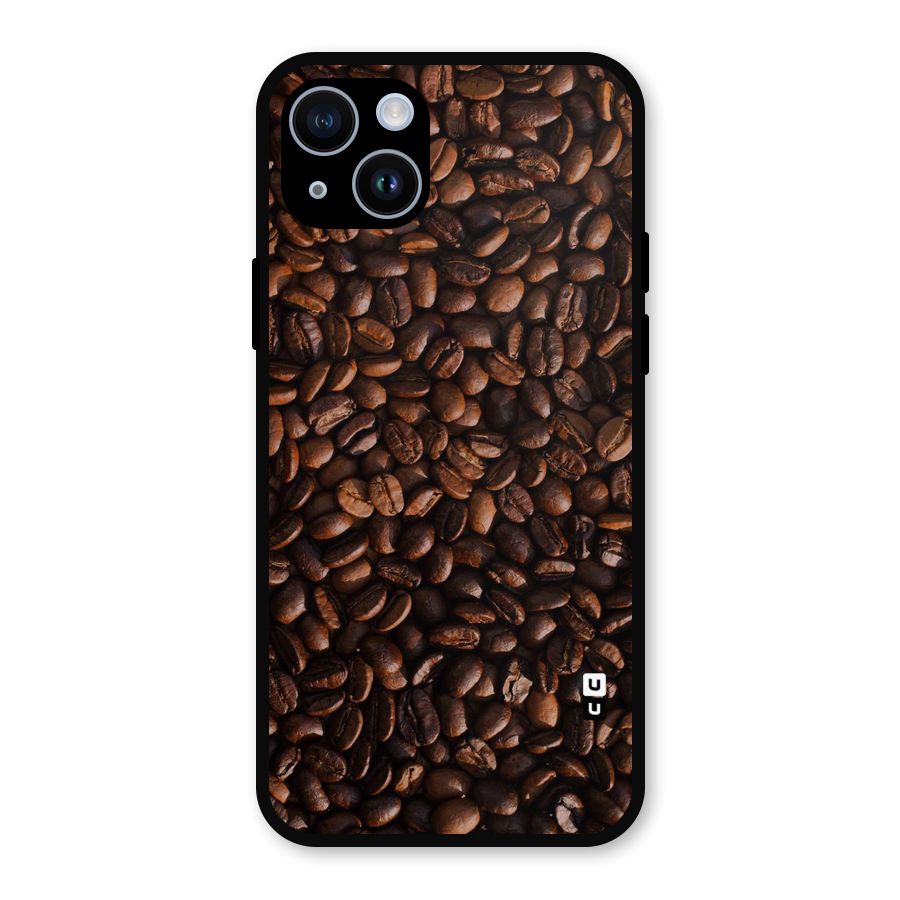 Coffee Beans Scattered Metal Back Case for iPhone 14