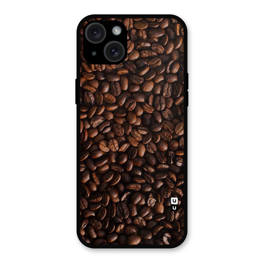 Coffee Beans Scattered Metal Back Case for iPhone 15 Plus