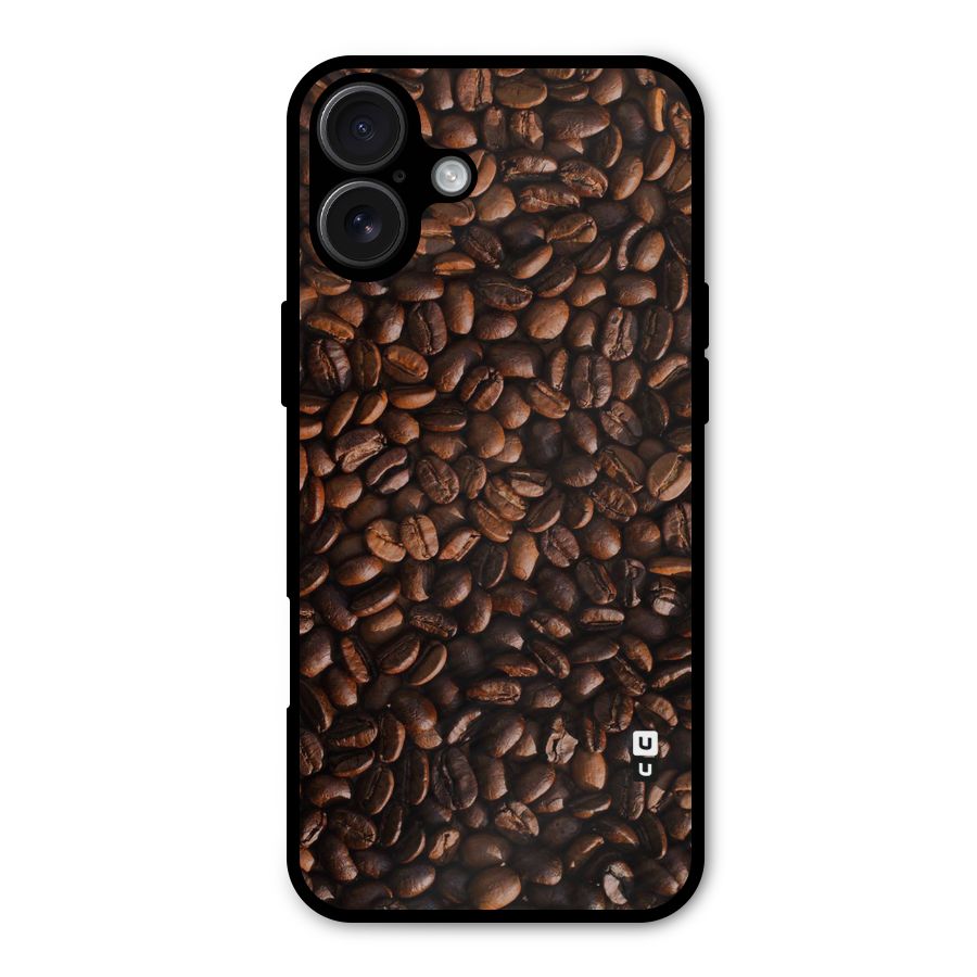 Coffee Beans Scattered Metal Back Case for iPhone 16 Plus
