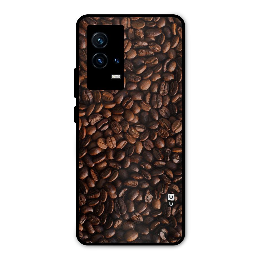 Coffee Beans Scattered Metal Back Case for iQOO 9 5G