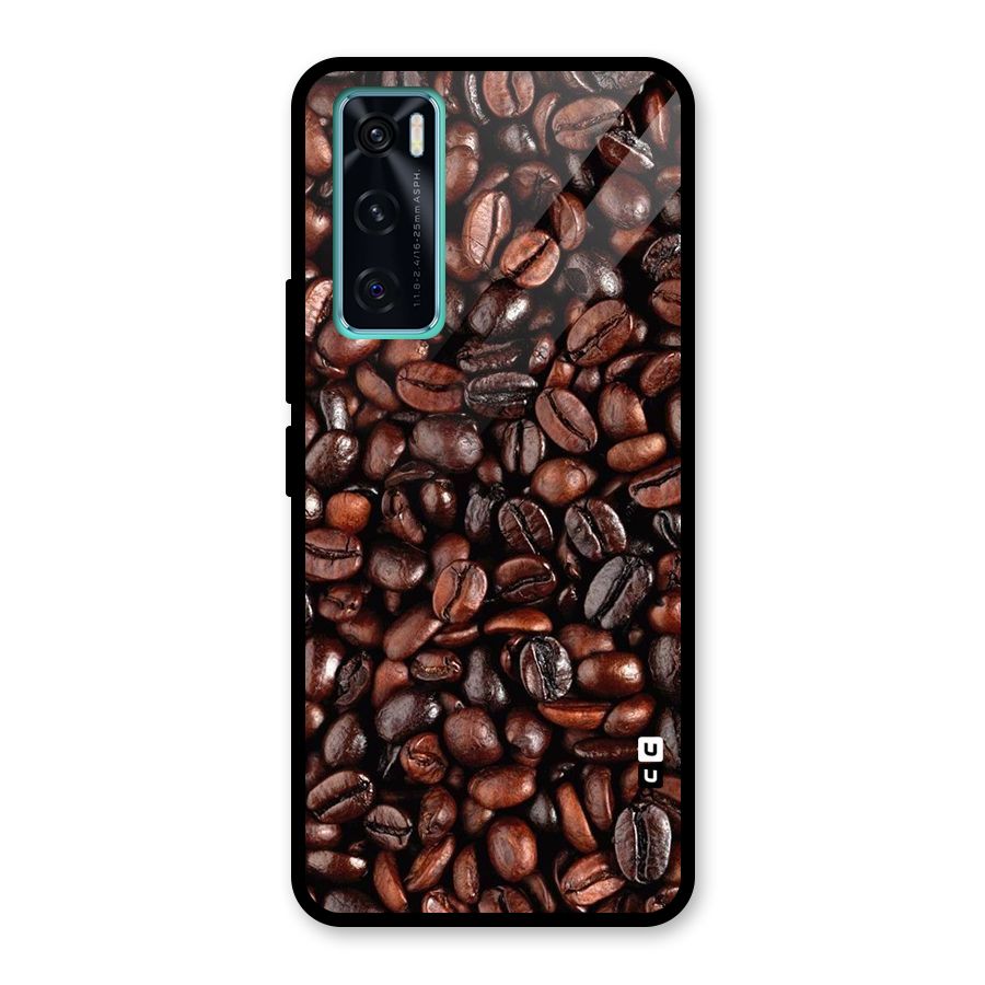 Coffee Beans Texture Glass Back Case for Vivo V20 SE
