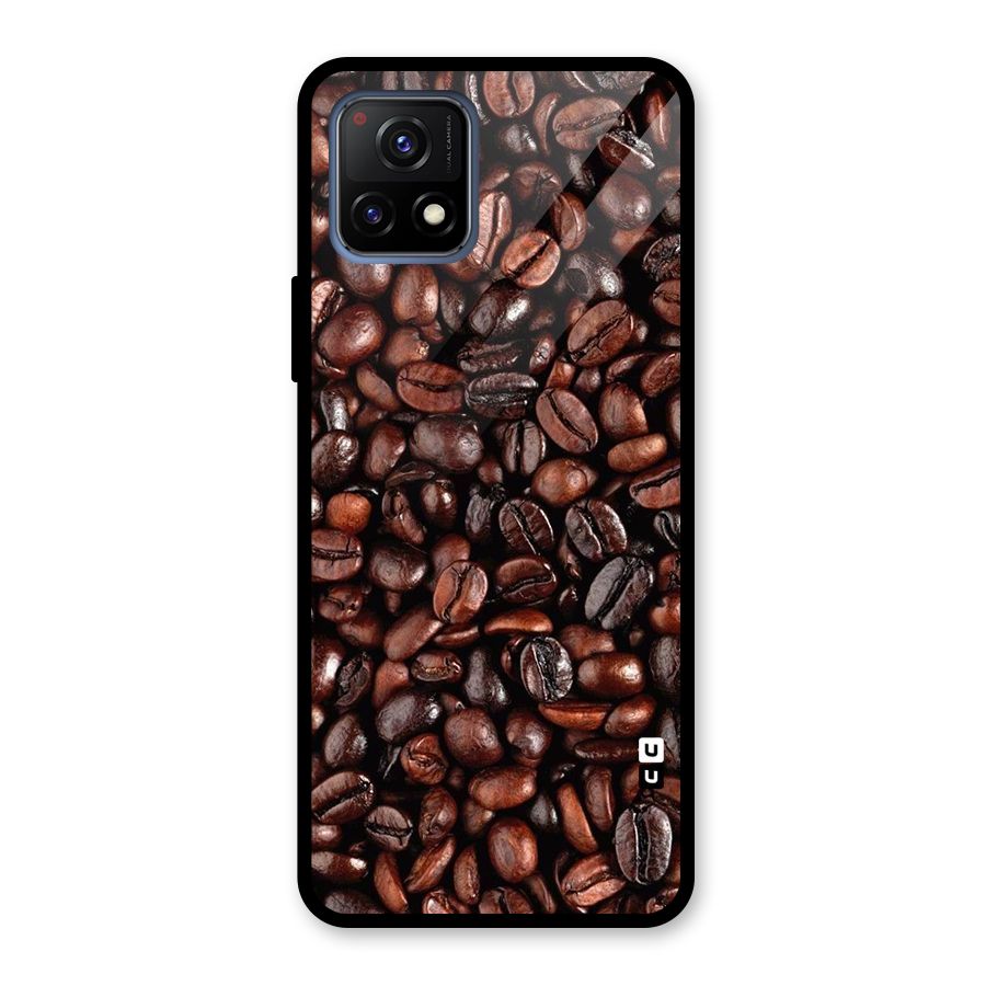 Coffee Beans Texture Glass Back Case for Vivo Y72 5G