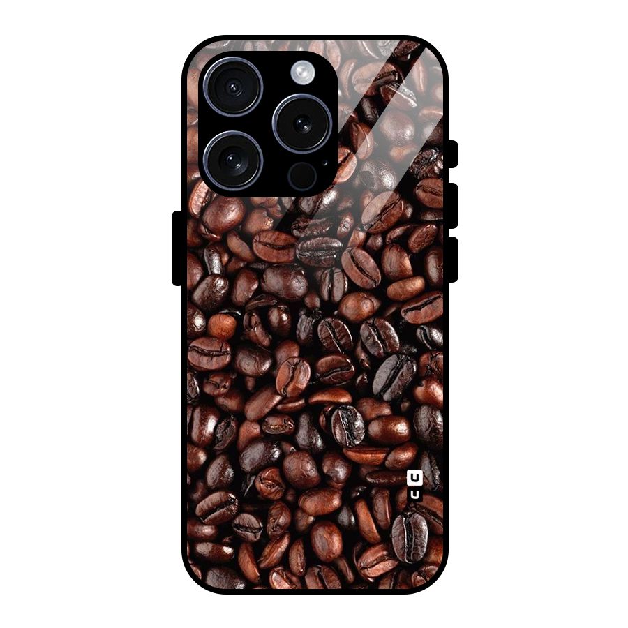 Coffee Beans Texture Glass Back Case for iPhone 15 Pro