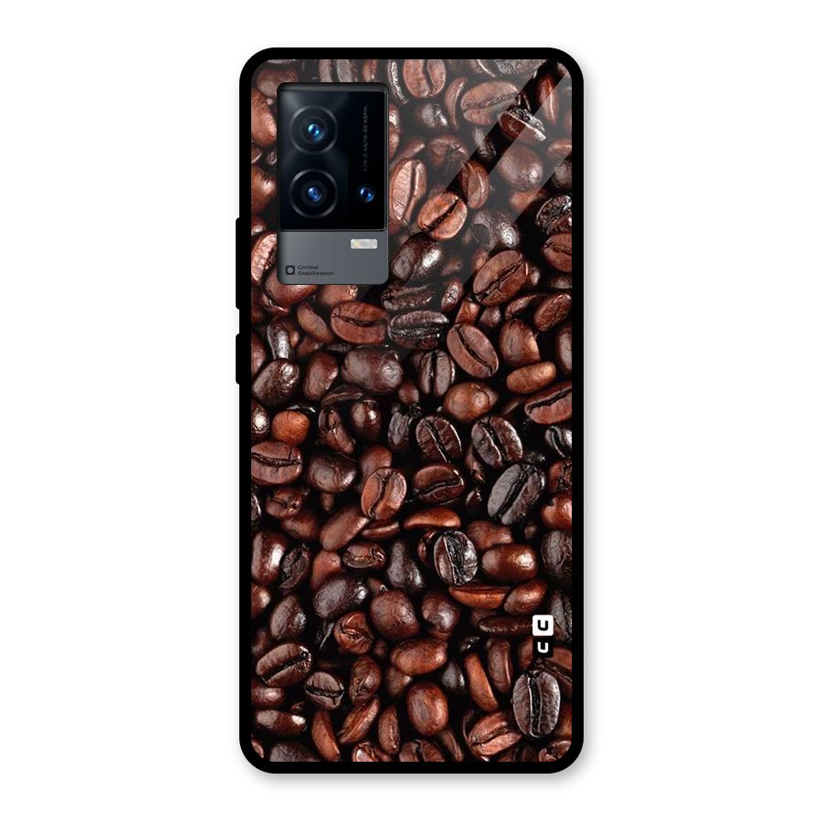 Coffee Beans Texture Glass Back Case for iQOO 9 5G