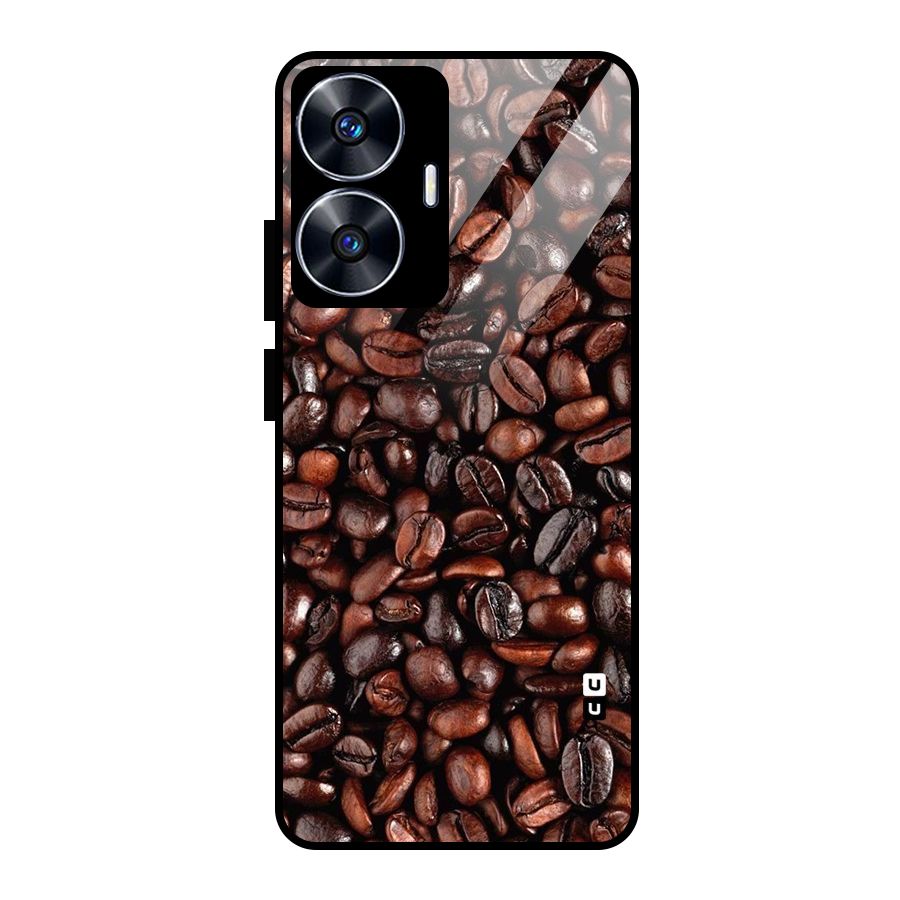 Coffee Beans Texture Glass Back Case for realme C55
