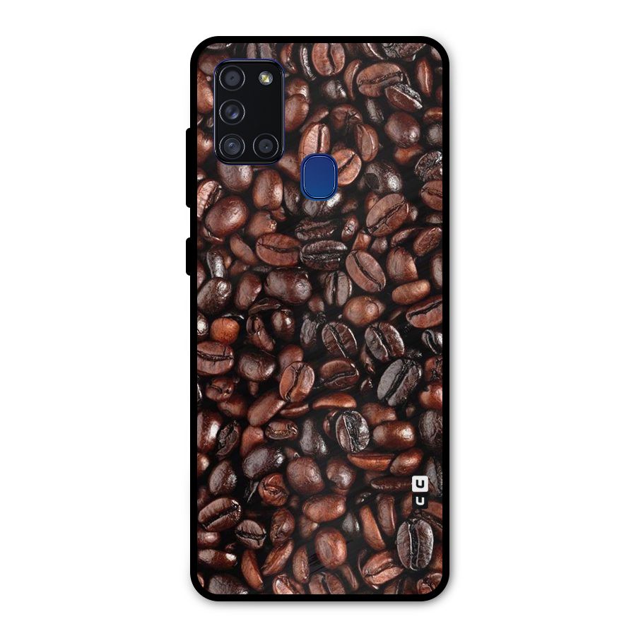 Coffee Beans Texture Metal Back Case for Galaxy A21s