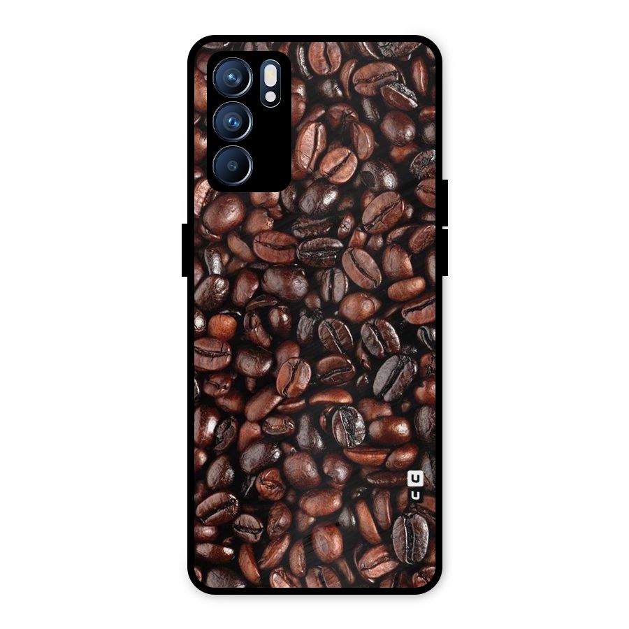 Coffee Beans Texture Metal Back Case for Oppo Reno6 5G