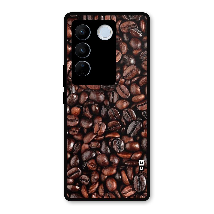 Coffee Beans Texture Metal Back Case for Vivo V27 Pro