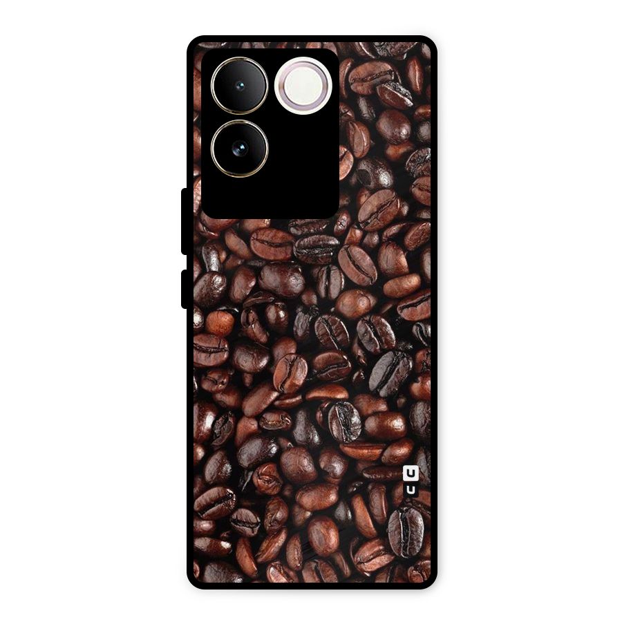 Coffee Beans Texture Metal Back Case for iQOO Z7 Pro